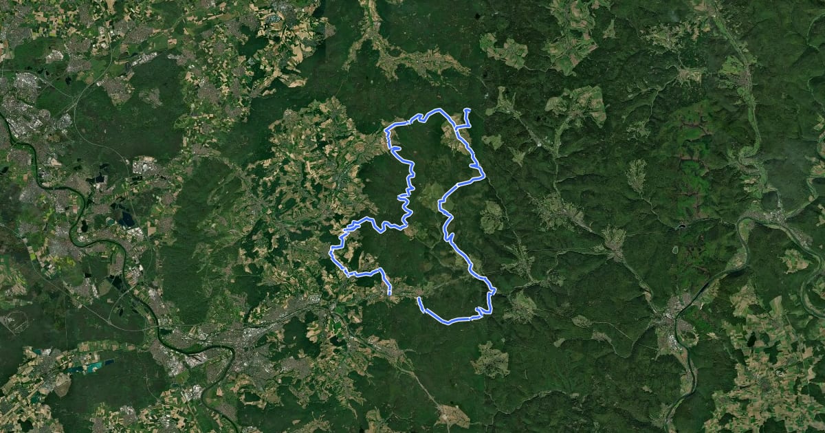 Маршрут Bikewald Route B Aschaffenburg Nord на спутниковом снимке
