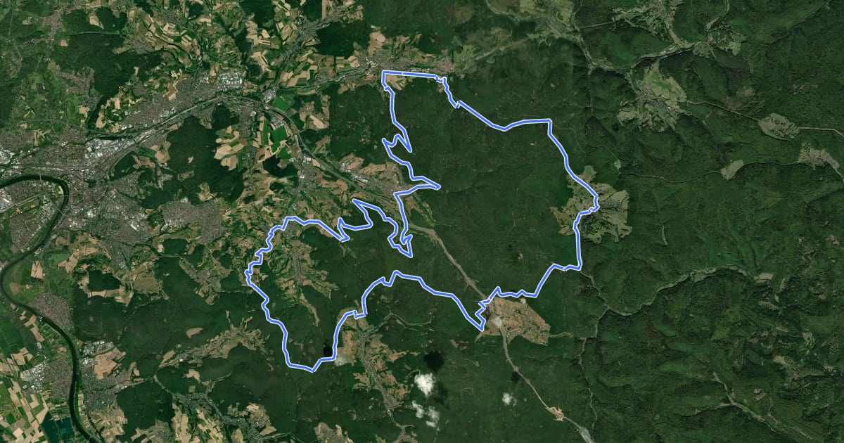 Маршрут Bikewald Route C Aschaffenburg Mitte на спутниковом снимке