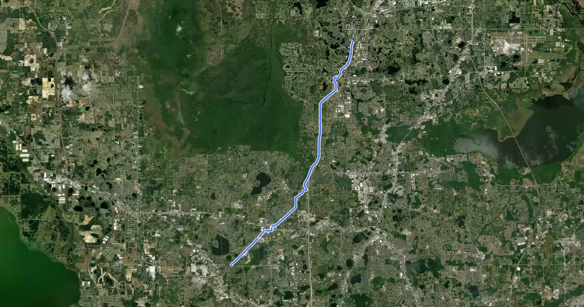 Маршрут Bikeway 205 на спутниковом снимке