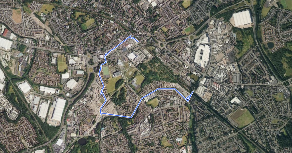 Маршрут Bilston to Loxdale Health Walk на спутниковом снимке
