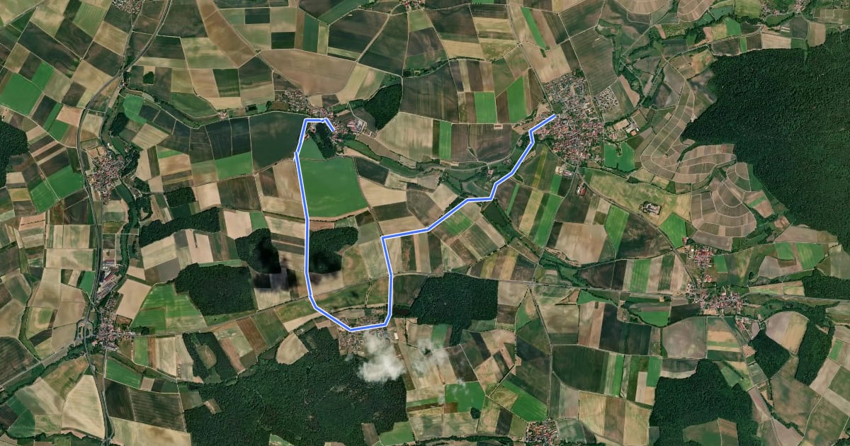 Маршрут Bimbach - Neudorf - Oberschwarzach на спутниковом снимке