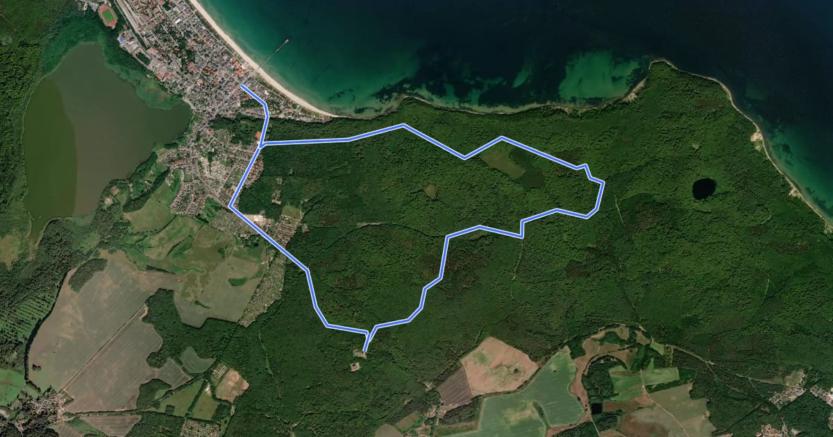 Маршрут Binz-Jagdschloss-Binz на спутниковом снимке