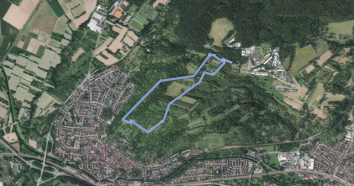 Маршрут Biodiversitätspfad Karlsruhe-Grötzingen на спутниковом снимке