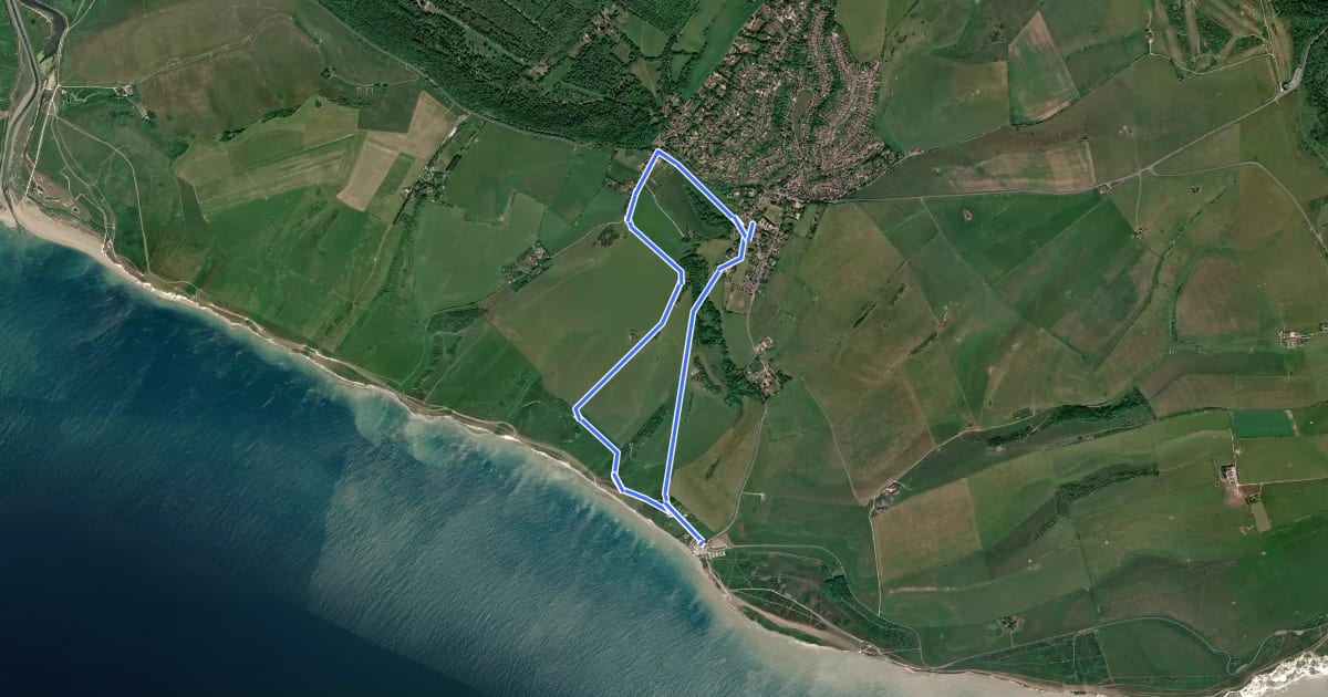 Маршрут Birling Gap from the Tiger Inn, South Downs East на спутниковом снимке