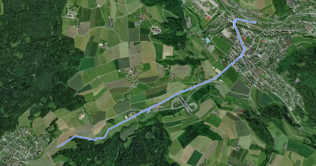 Маршрут Birmensdorf ZH - Lieli (Kantonsgrenze) на спутниковом снимке