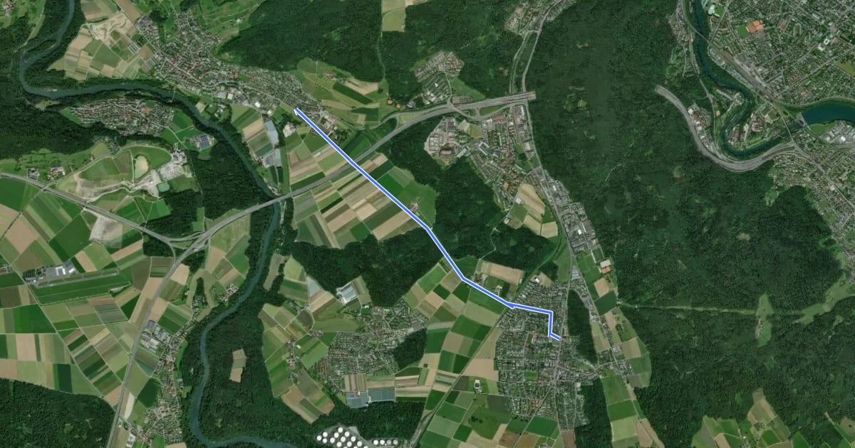 Маршрут Birmenstorf-Fislisbach на спутниковом снимке