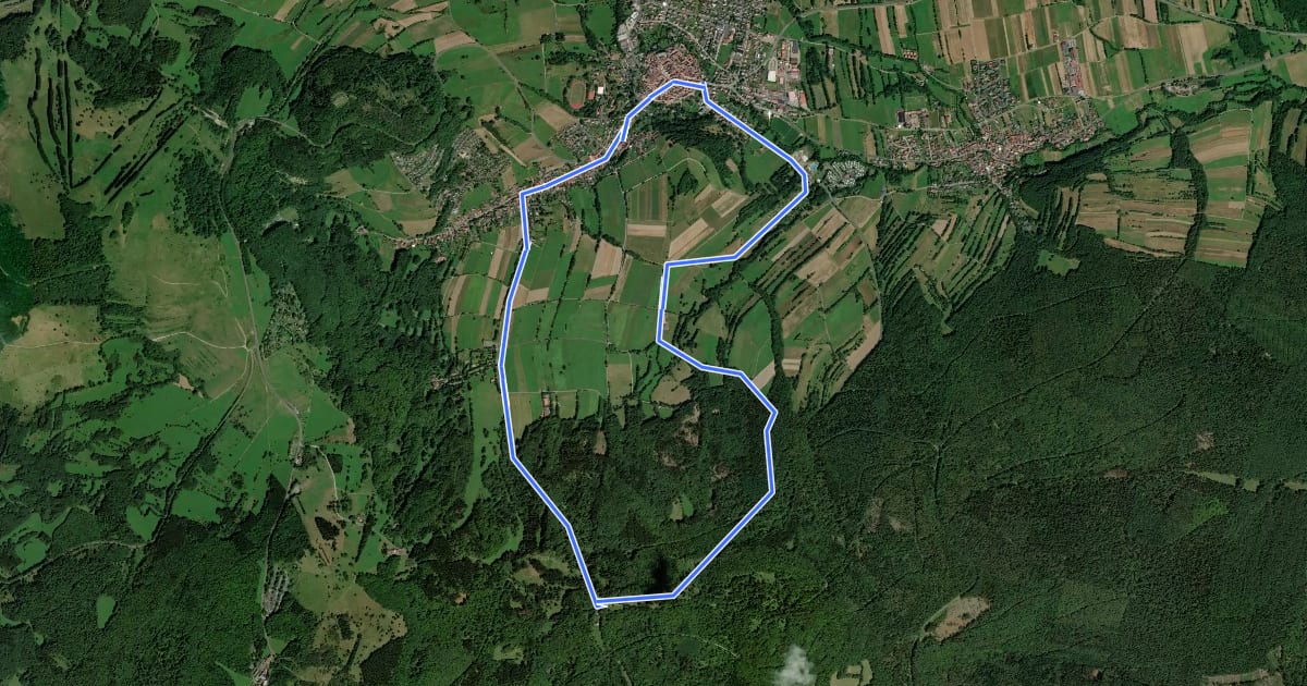 Маршрут Bischofsheim Rundweg 5 - Auf den Käuling на спутниковом снимке