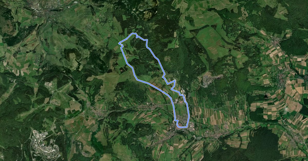 Маршрут Bischofsheim Rundweg 6 - Zum Rhönhäuschen на спутниковом снимке