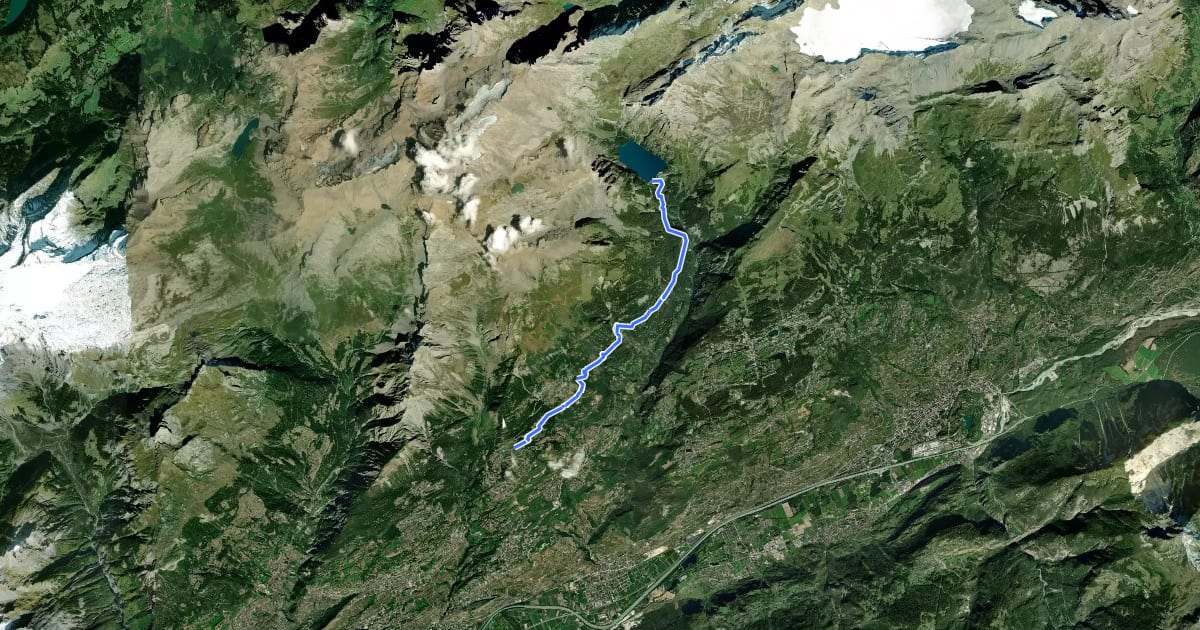 Маршрут Bisse d'Ayent на спутниковом снимке