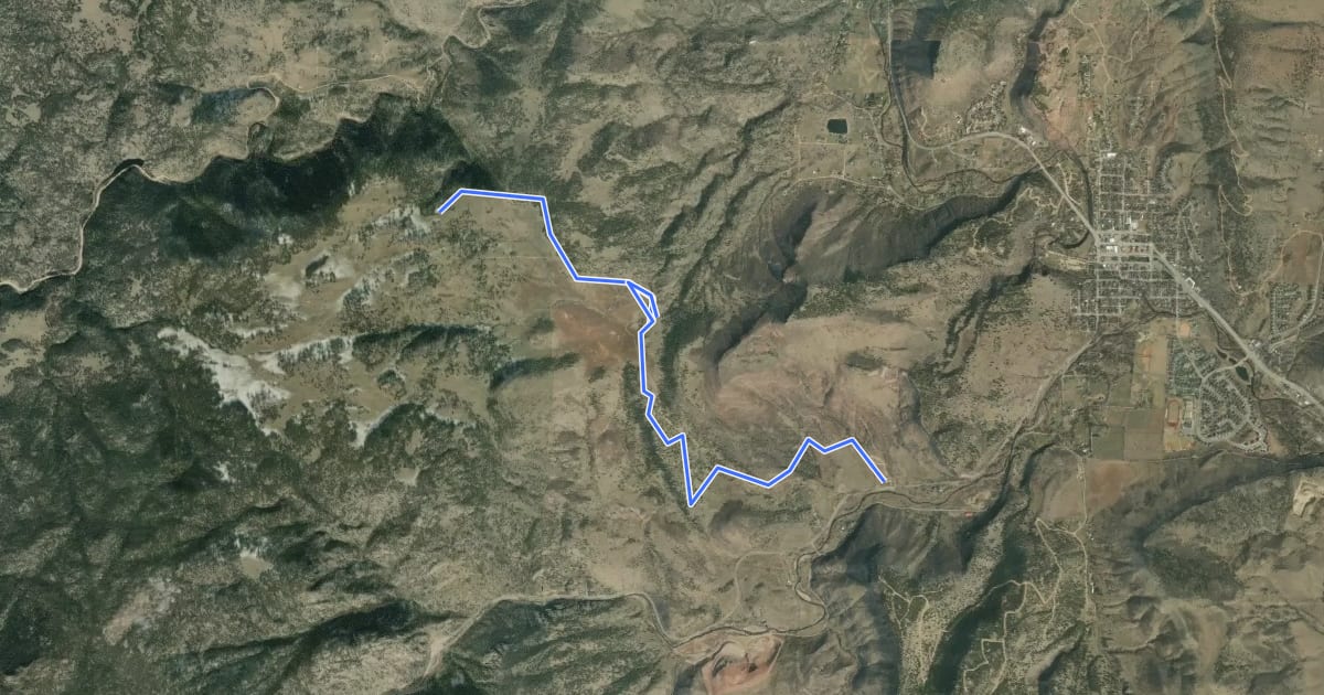 Маршрут Bitterbrush Trail на спутниковом снимке