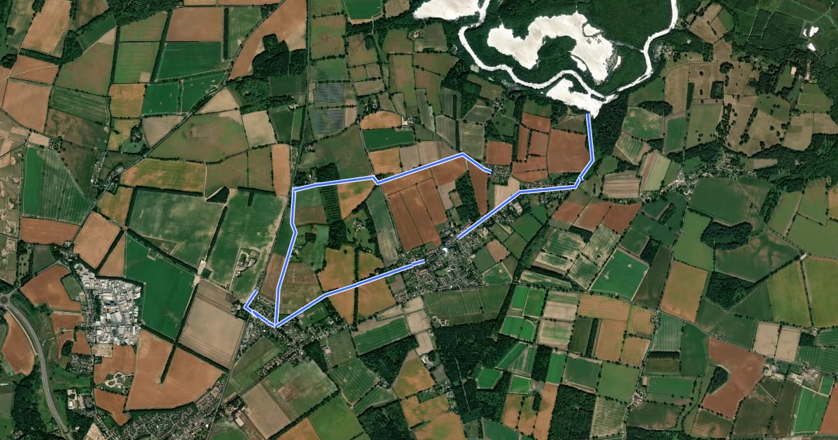 Маршрут Bittern Line Walk 2 на спутниковом снимке