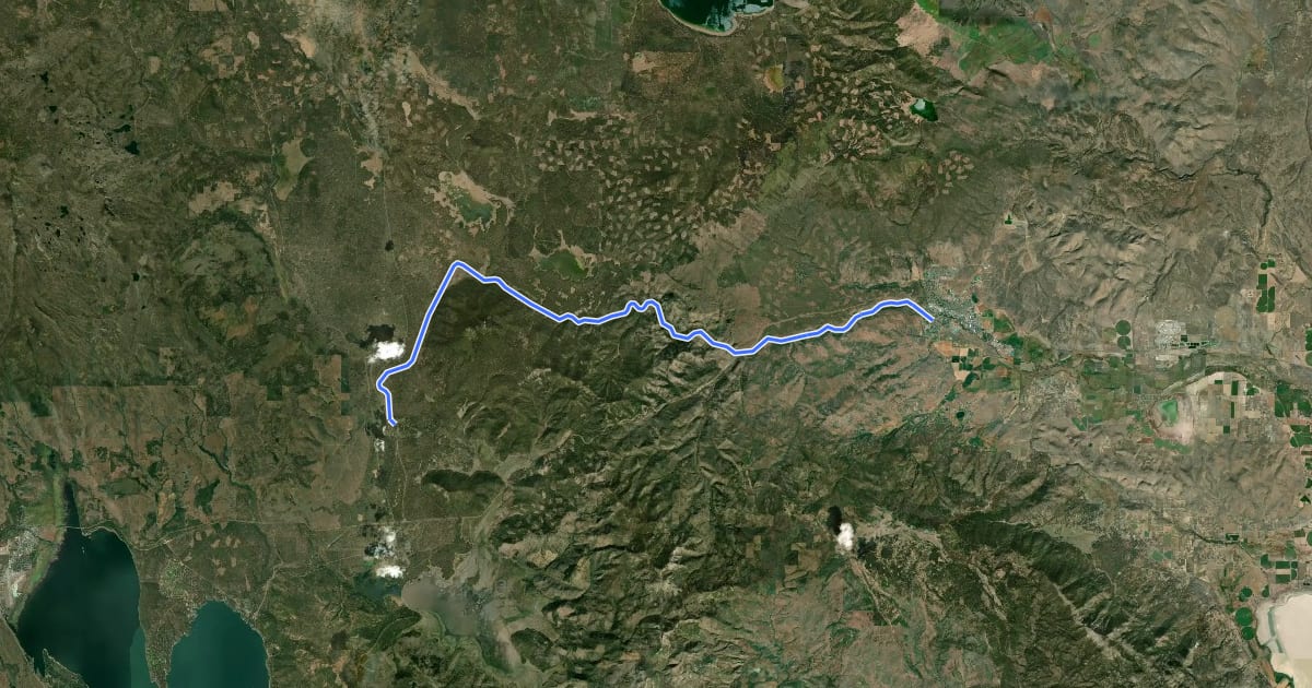 Маршрут Bizz Johnson Trail на спутниковом снимке