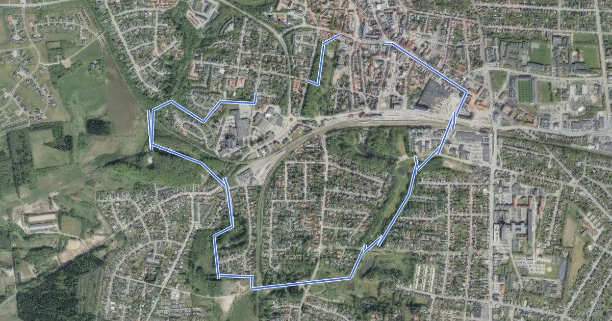 Маршрут Blå Kløversti, Hjørring на спутниковом снимке