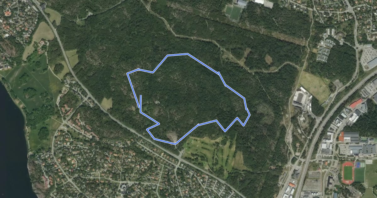 Маршрут Blå MTB-slingan на спутниковом снимке