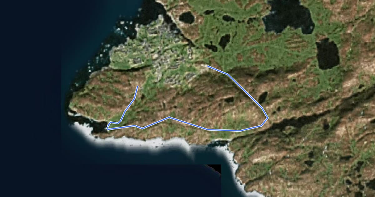 Маршрут Blå Rute на спутниковом снимке