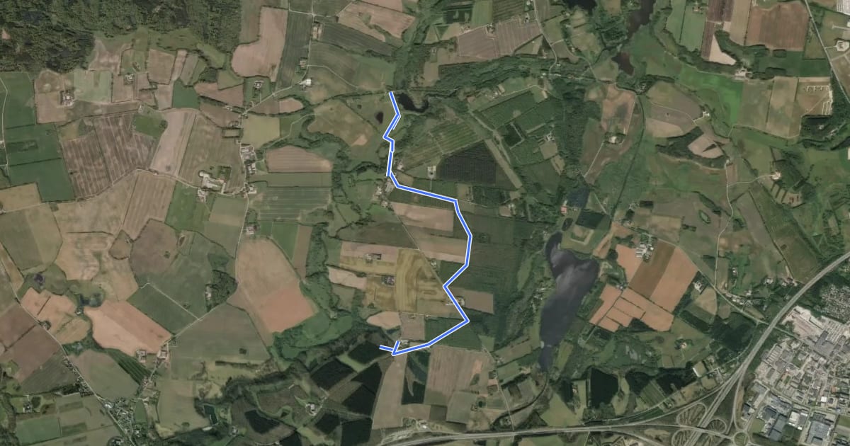 Маршрут blå rute i Klintenborg Plantage на спутниковом снимке