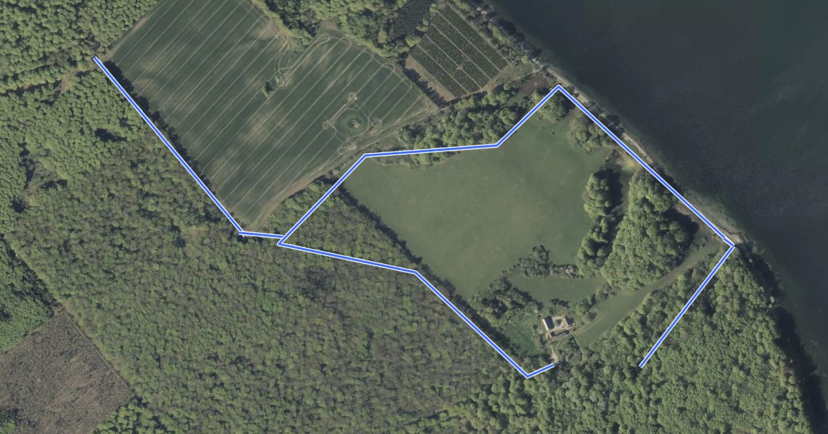 Маршрут Blå rute - Stenderupskovene (Midtskoven) на спутниковом снимке