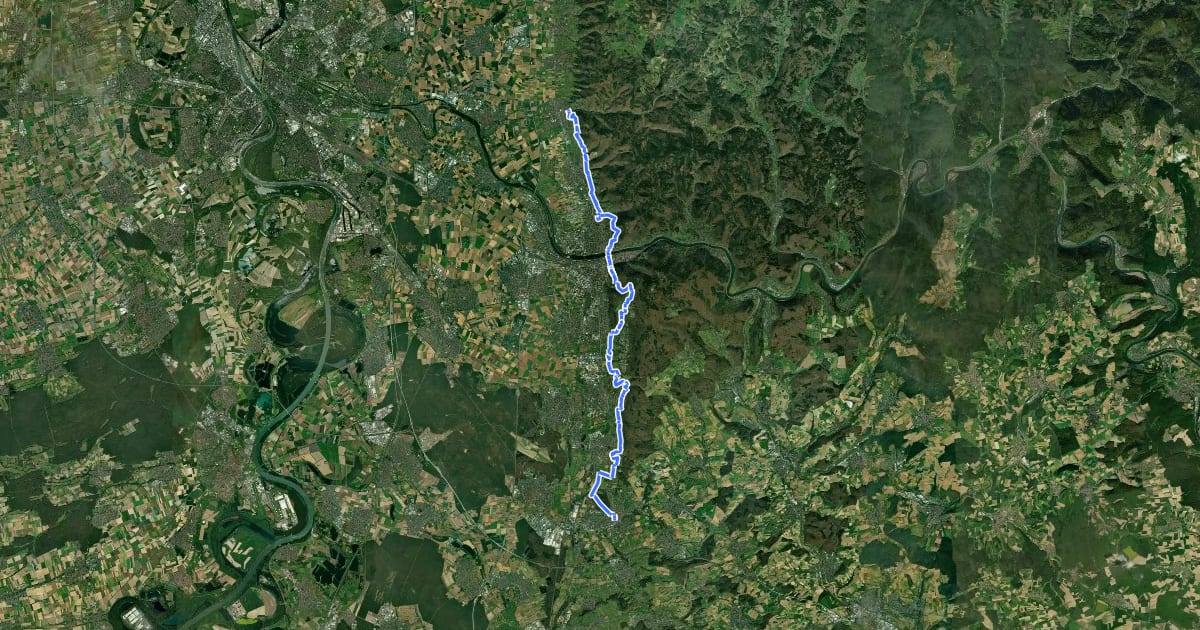 Маршрут Blütenweg Teilstück Schriesheim - Wiesloch на спутниковом снимке