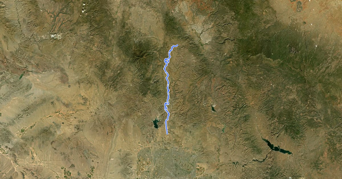 Маршрут Black Canyon National Recreation Trail на спутниковом снимке