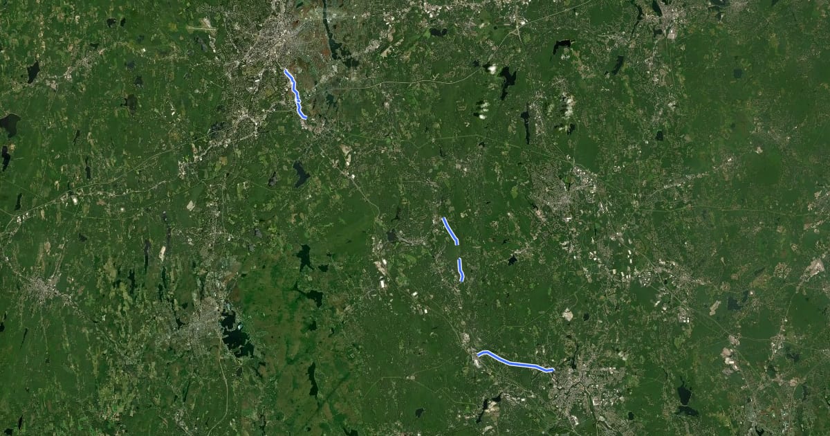 Маршрут Blackstone River Greenway (MA) на спутниковом снимке