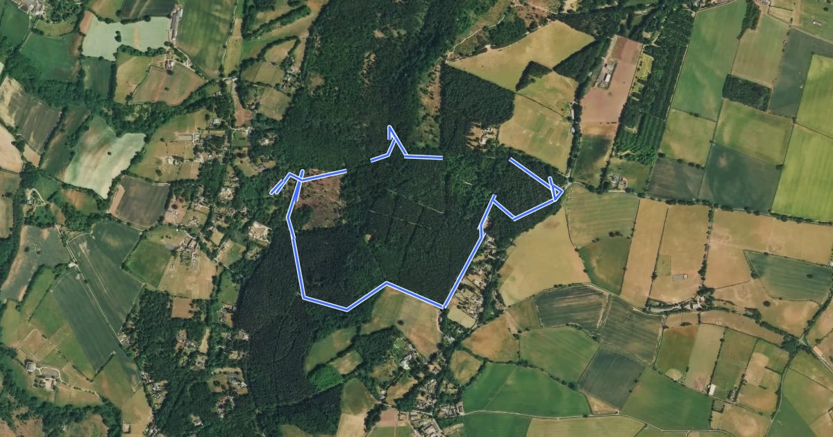 Маршрут Blakeshall Trail, Kinver Edge на спутниковом снимке