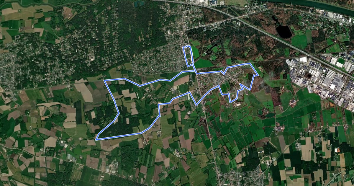 Маршрут Blarendabberspad (groene lus) на спутниковом снимке