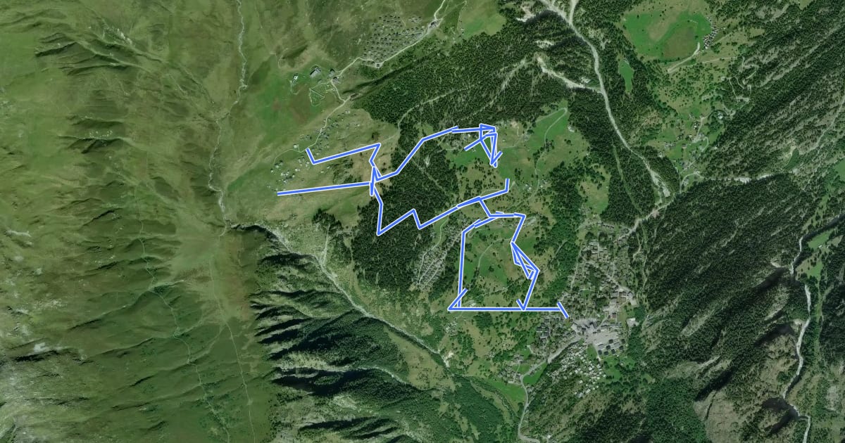 Маршрут Blatten - Belalp на спутниковом снимке