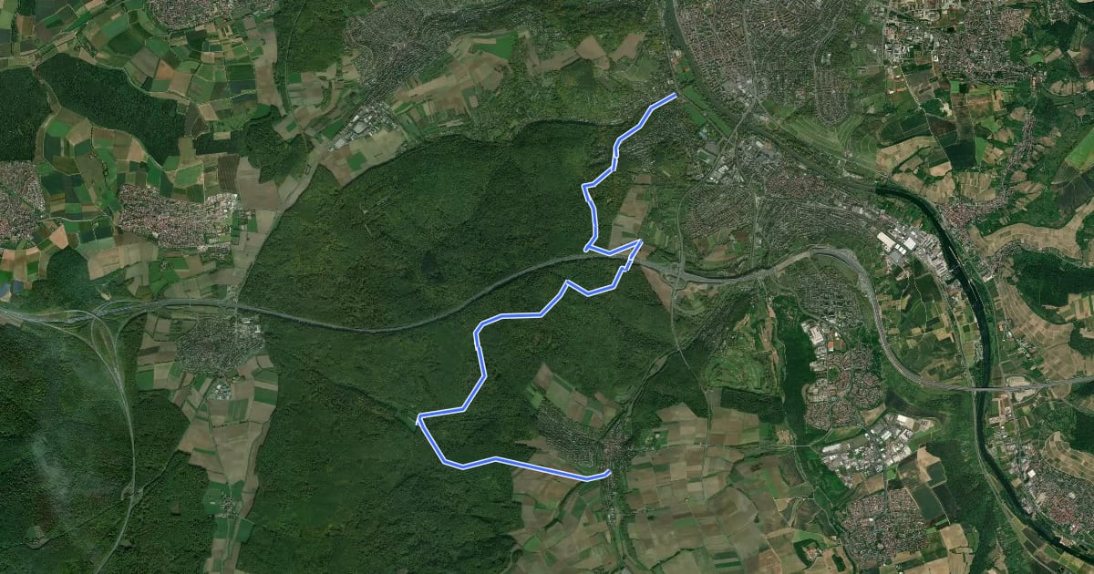 Маршрут Blau: Wü-Steinbachtal - Reichenberg на спутниковом снимке