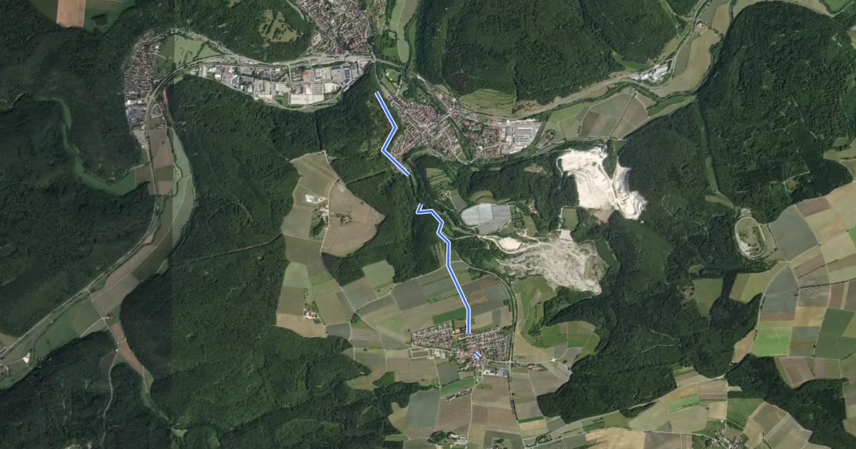 Маршрут Blaubeuren - Beiningen на спутниковом снимке