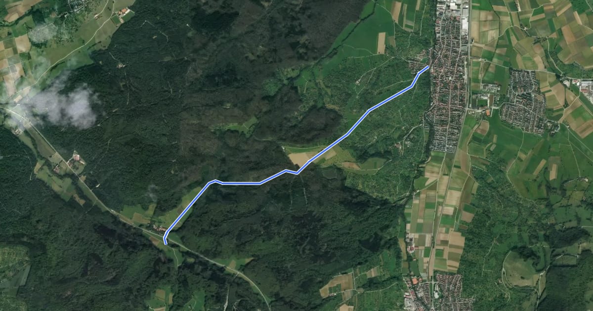 Маршрут blaue Raute Dettingen Käppele Tiefenbachtal на спутниковом снимке
