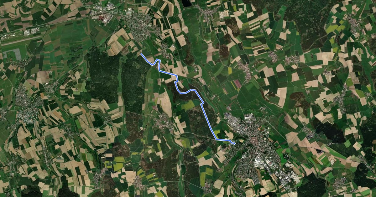 Маршрут blaue Raute Herbertingen - Bad Saulgau на спутниковом снимке