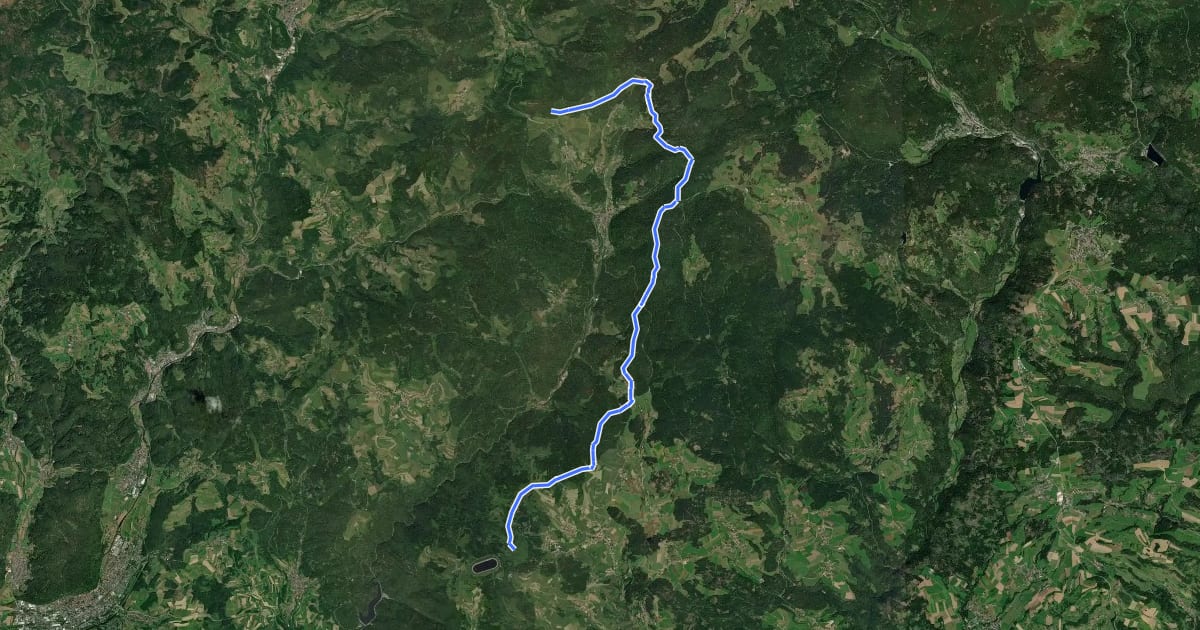 Маршрут blaue Raute Hornberg - Langewald на спутниковом снимке