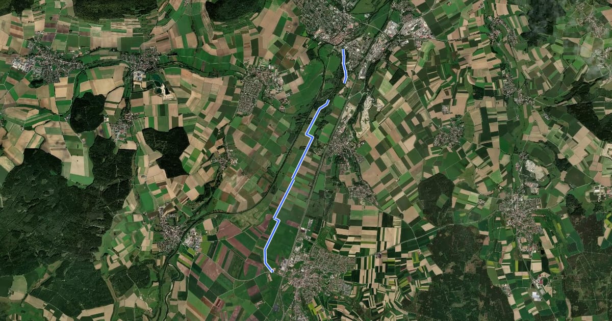 Маршрут blaue Raute Riedlingen-Ertingen на спутниковом снимке