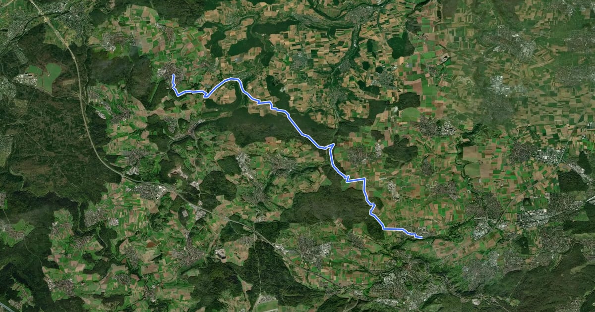 Маршрут blaue Raute Wiernsheim - Höfingen на спутниковом снимке