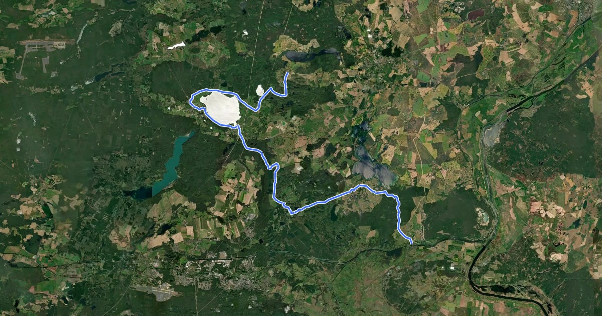 Маршрут Blauer Balken Altkünkendorf - Oderberg на спутниковом снимке
