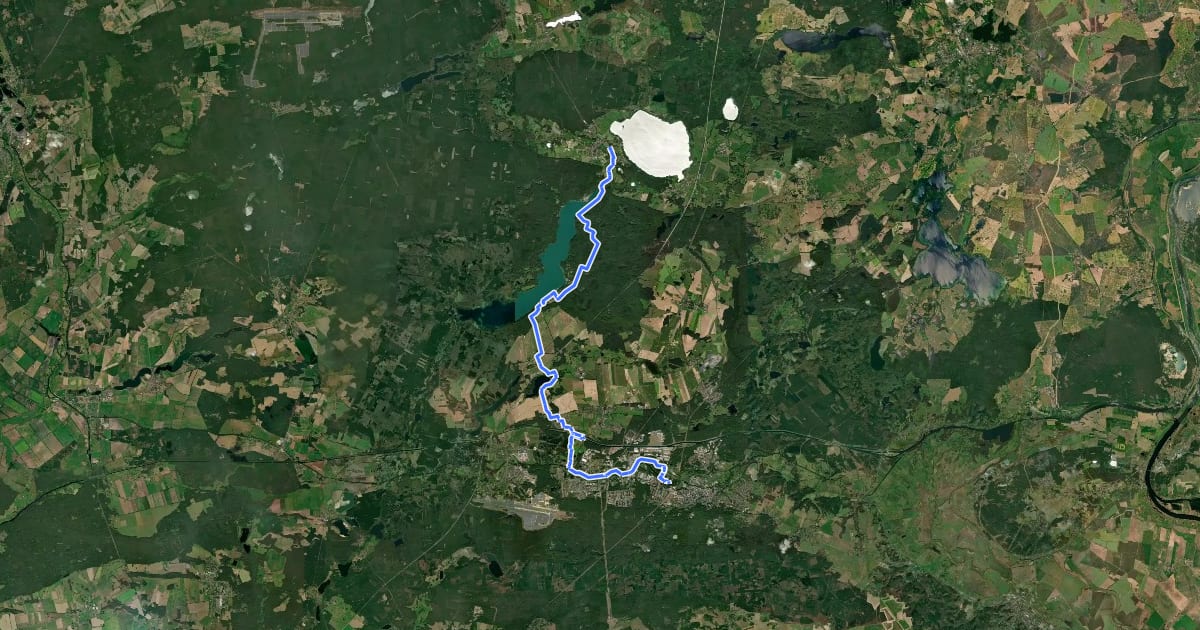 Маршрут Blauer Balken Joachimsthal - Eberswalde на спутниковом снимке
