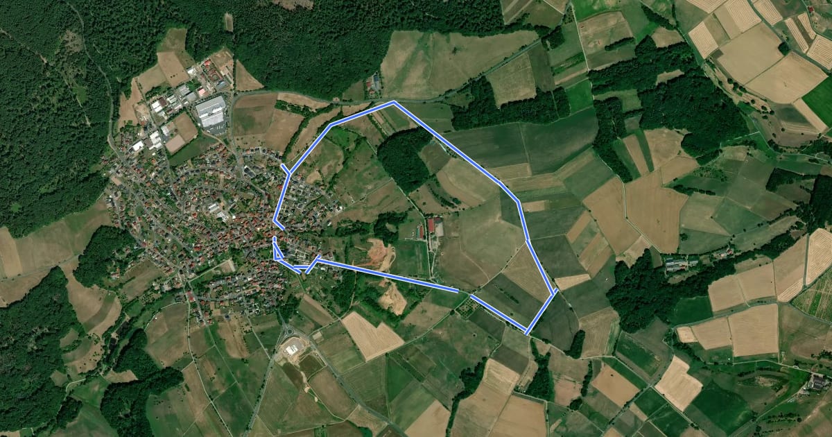 Маршрут Blauer Laubbaum, Rundwanderweg Geiselbach на спутниковом снимке
