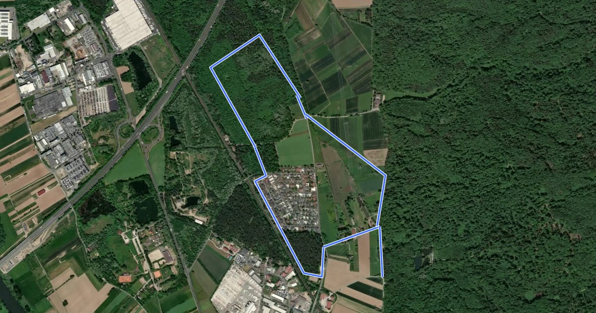 Маршрут Blauer Laubbaum, Rundwanderweg Kleinostheim - Waldstadt на спутниковом снимке