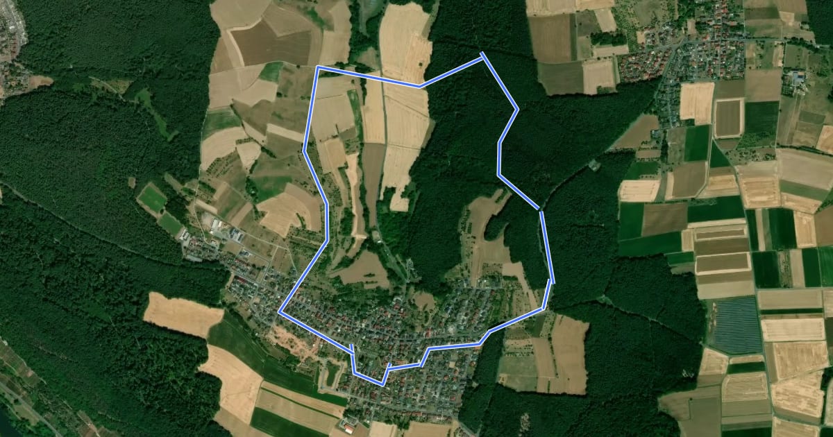 Маршрут Blauer Laubbaum Rundwanderweg Mechenhard на спутниковом снимке