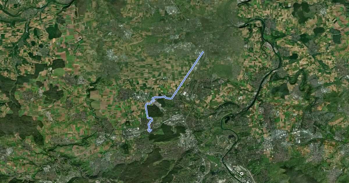 Маршрут blauer Minus Ludwigsburg - Korntal - Weilimdorf на спутниковом снимке
