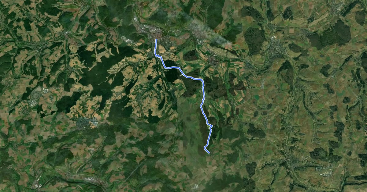 Маршрут blauer Punkt Bad Mergentheim Herbsthausen на спутниковом снимке