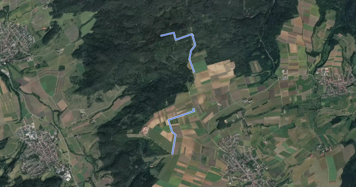 Маршрут blauer Punkt Dürrenberg - Homburgerhof на спутниковом снимке