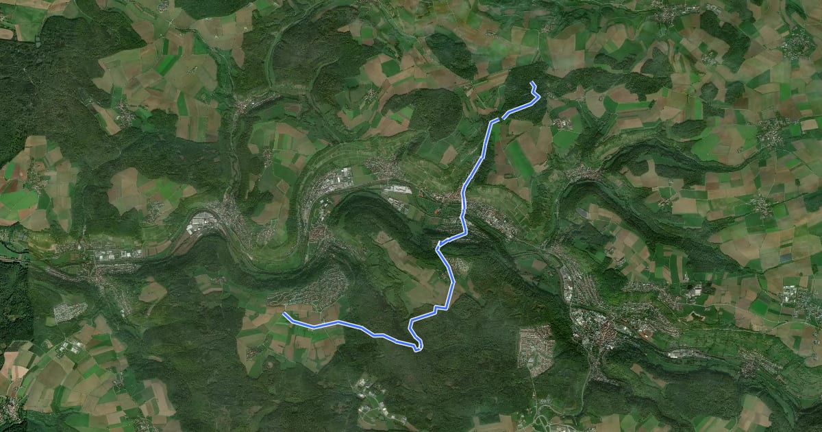 Маршрут blauer Punkt Giebelheide - Altkrautheim на спутниковом снимке