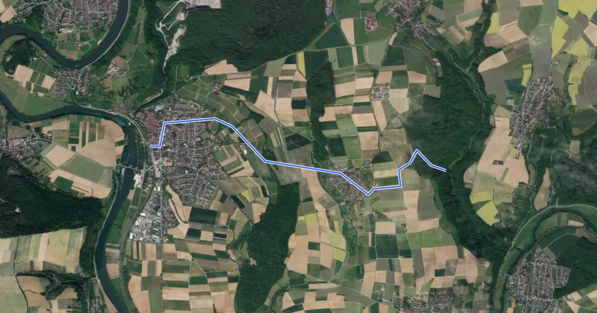 Маршрут Blauer Punkt, Gundelsheim - Bachenau на спутниковом снимке