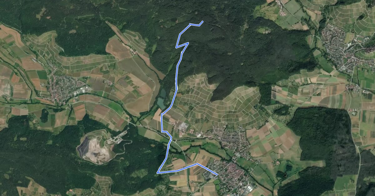 Маршрут Blauer Punkt, Horrheim - Fleckenwald на спутниковом снимке