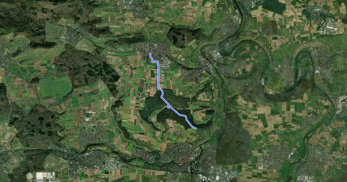 Маршрут Blauer Punkt Löchgau - Bietigheim на спутниковом снимке