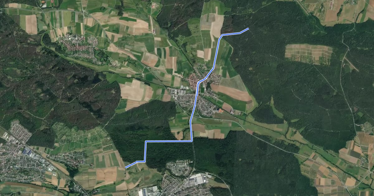 Маршрут blauer Punkt Lienzingen на спутниковом снимке