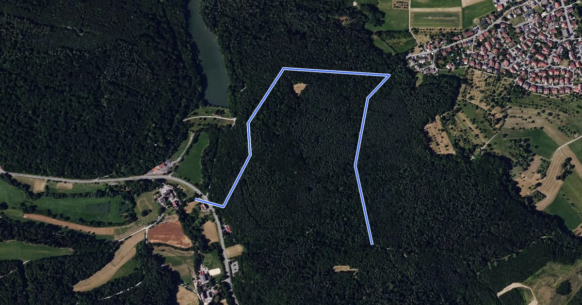 Маршрут blauer Punkt, Obere Rauhmühle - Steinenbronn на спутниковом снимке