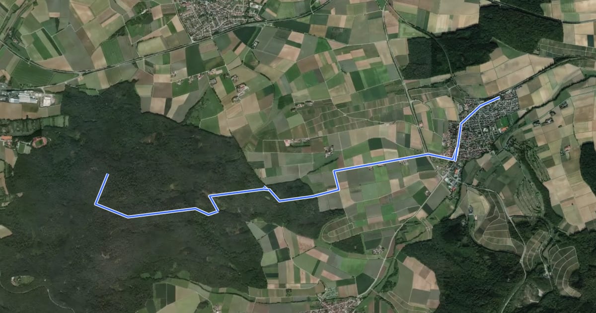 Маршрут Blauer Punkt, Stetten - Eppingen на спутниковом снимке
