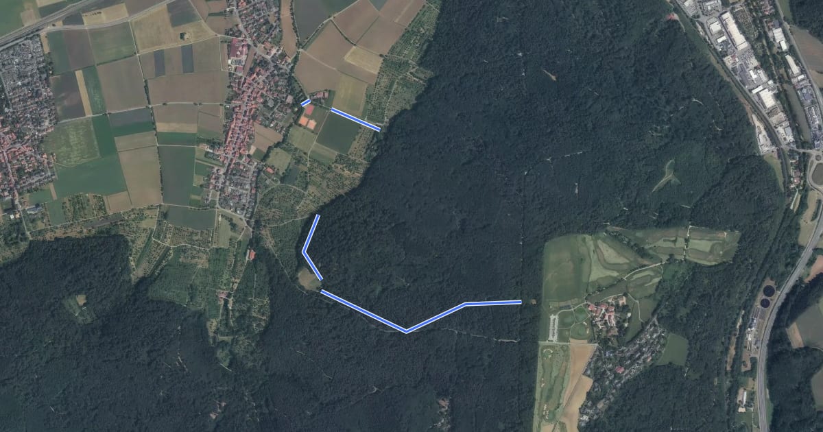 Маршрут blauer Punkt Weilheim - Kreßbach на спутниковом снимке